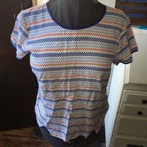 Modcloth Pixley red white & blue striped M blouse